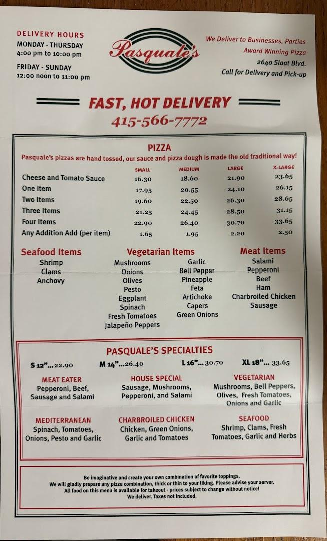 Pasquale's Pizzeria Restaurant